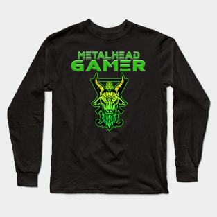 Metalhead Gamer Baphomet Green Long Sleeve T-Shirt